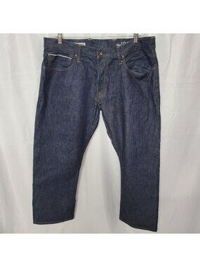 Gap 1969 Selvedge Raw Men's Straight Fit R Dark Wash Denim Jeans Size 38x30